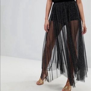 Free People glitter tulle maxi skirt